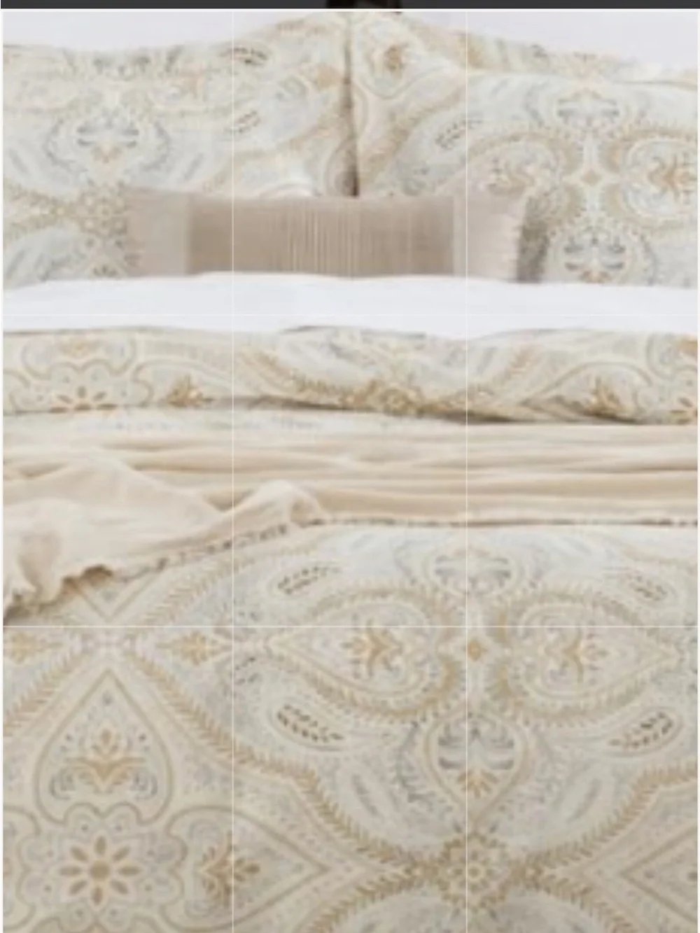 Gold & Gray Print 100% Cotton 3Pc Duvet Set - CALIFORNIA KING